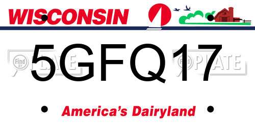 5GFQ17 Wisconsin License Plate