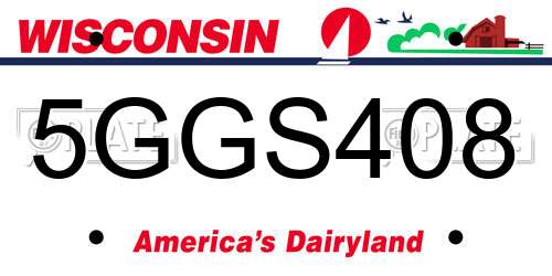 5GGS408 Wisconsin License Plate