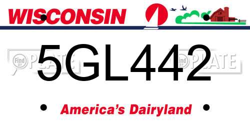 5GL442 Wisconsin License Plate