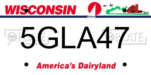 5GLA47 Wisconsin License Plate
