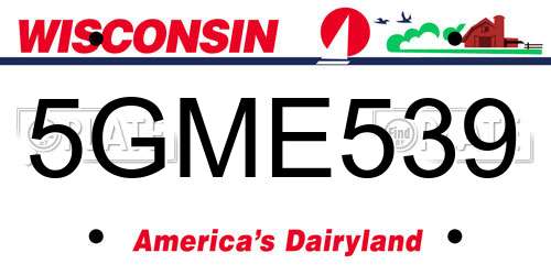5GME539 Wisconsin License Plate