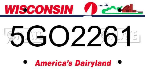5GO2261 Wisconsin License Plate