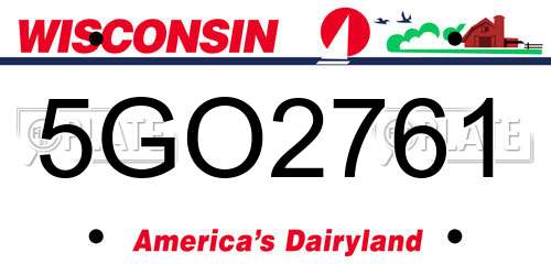 5GO2761 Wisconsin License Plate
