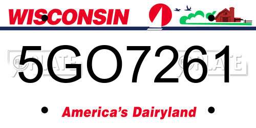 5GO7261 Wisconsin License Plate