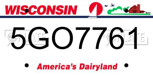 5GO7761 Wisconsin License Plate