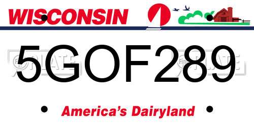 5GOF289 Wisconsin License Plate