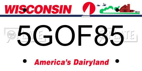 5GOF85 Wisconsin License Plate