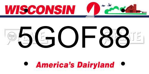 5GOF88 Wisconsin License Plate