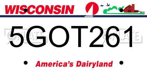5GOT261 Wisconsin License Plate