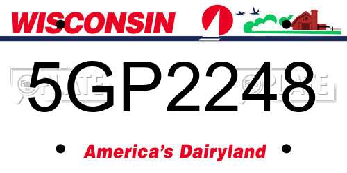 5GP2248 Wisconsin License Plate