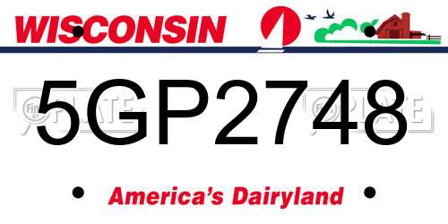 5GP2748 Wisconsin License Plate