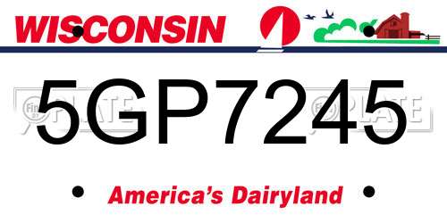 5GP7245 Wisconsin License Plate