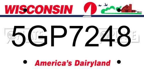 5GP7248 Wisconsin License Plate