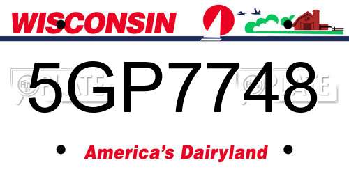 5GP7748 Wisconsin License Plate