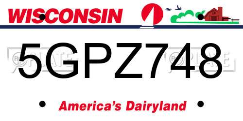 5GPZ748 Wisconsin License Plate