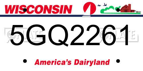 5GQ2261 Wisconsin License Plate