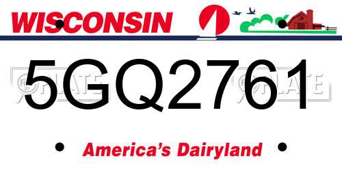 5GQ2761 Wisconsin License Plate