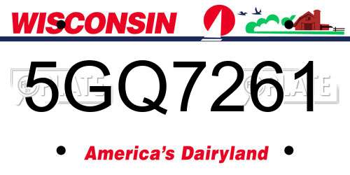5GQ7261 Wisconsin License Plate