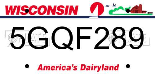 5GQF289 Wisconsin License Plate
