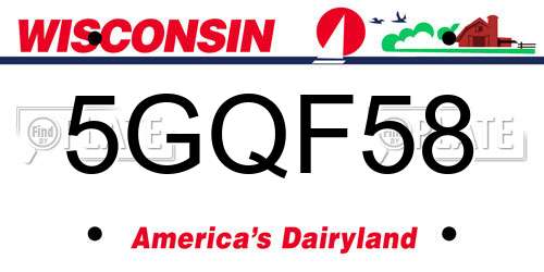 5GQF58 Wisconsin License Plate
