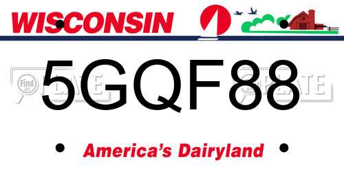 5GQF88 Wisconsin License Plate