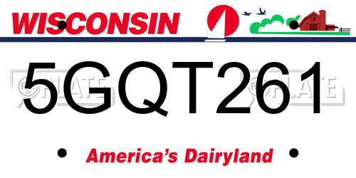 5GQT261 Wisconsin License Plate