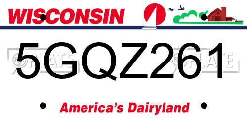 5GQZ261 Wisconsin License Plate