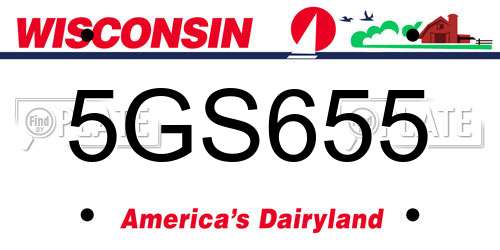 5GS655 Wisconsin License Plate
