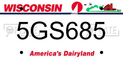 5GS685 Wisconsin License Plate