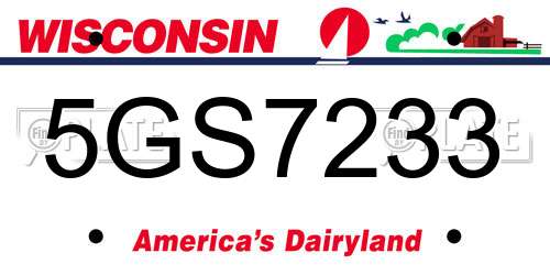 5GS7233 Wisconsin License Plate
