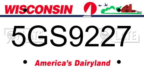 5GS9227 Wisconsin License Plate