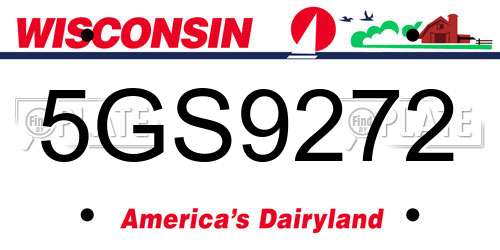 5GS9272 Wisconsin License Plate
