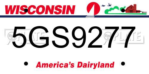5GS9277 Wisconsin License Plate