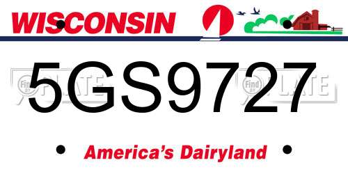 5GS9727 Wisconsin License Plate