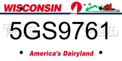 5GS9761 Wisconsin License Plate