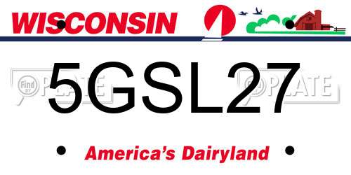 5GSL27 Wisconsin License Plate