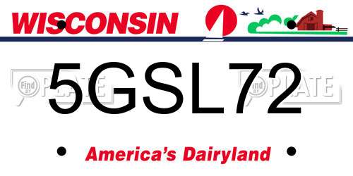 5GSL72 Wisconsin License Plate