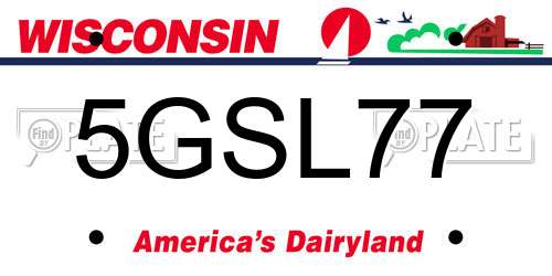 5GSL77 Wisconsin License Plate