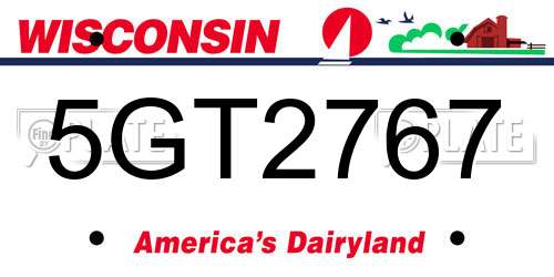 5GT2767 Wisconsin License Plate