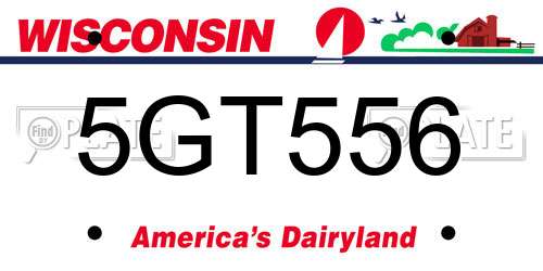 5GT556 Wisconsin License Plate