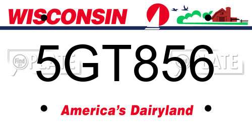 5GT856 Wisconsin License Plate