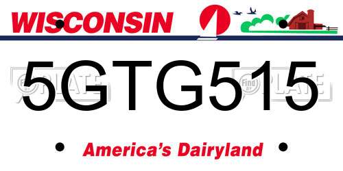 5GTG515 Wisconsin License Plate