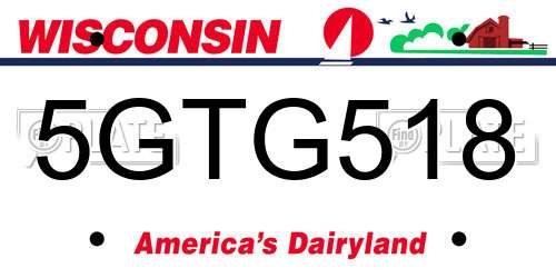 5GTG518 Wisconsin License Plate