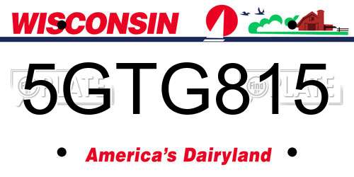 5GTG815 Wisconsin License Plate