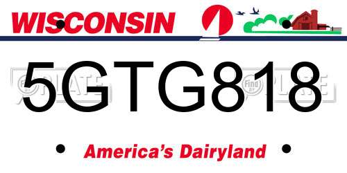 5GTG818 Wisconsin License Plate