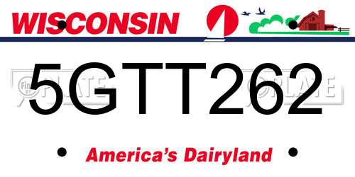 5GTT262 Wisconsin License Plate