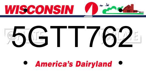 5GTT762 Wisconsin License Plate
