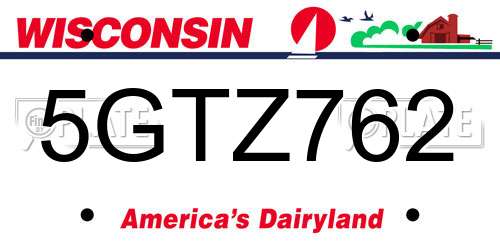 5GTZ762 Wisconsin License Plate