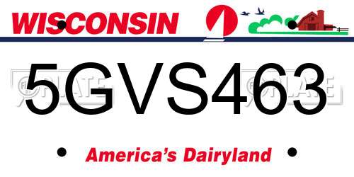 5GVS463 Wisconsin License Plate