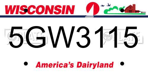 5GW3115 Wisconsin License Plate